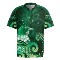 New Zealand Matariki Rugby Jersey Maori Tui Bird Green Galaxy