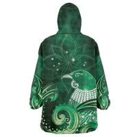 New Zealand Matariki Wearable Blanket Hoodie Maori Tui Bird Green Galaxy