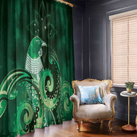 New Zealand Matariki Window Curtain Maori Tui Bird Green Galaxy DT05 - Polynesian Pride