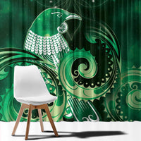 New Zealand Matariki Window Curtain Maori Tui Bird Green Galaxy DT05 - Polynesian Pride