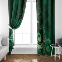New Zealand Matariki Window Curtain Maori Tui Bird Green Galaxy DT05 - Polynesian Pride