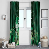 New Zealand Matariki Window Curtain Maori Tui Bird Green Galaxy DT05 - Polynesian Pride