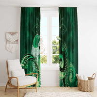 New Zealand Matariki Window Curtain Maori Tui Bird Green Galaxy DT05 - Polynesian Pride