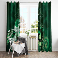 New Zealand Matariki Window Curtain Maori Tui Bird Green Galaxy DT05 - Polynesian Pride