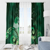 New Zealand Matariki Window Curtain Maori Tui Bird Green Galaxy DT05 - Polynesian Pride