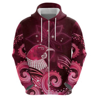 New Zealand Matariki Zip Hoodie Maori Tui Bird Magenta Galaxy