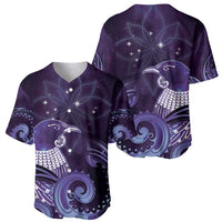 New Zealand Matariki Baseball Jersey Maori Tui Bird Purple Galaxy