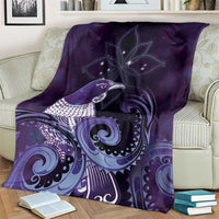 New Zealand Matariki Blanket Maori Tui Bird Purple Galaxy