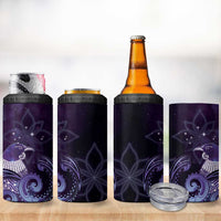 New Zealand Matariki 4 in 1 Can Cooler Tumbler Maori Tui Bird Purple Galaxy