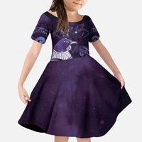New Zealand Matariki Family Matching Tank Maxi Dress and Hawaiian Shirt Maori Tui Bird Purple Galaxy
