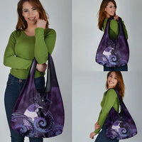 New Zealand Matariki Grocery Bag Maori Tui Bird Purple Galaxy