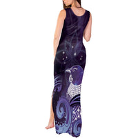 New Zealand Matariki Tank Maxi Dress Maori Tui Bird Purple Galaxy