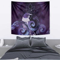 New Zealand Matariki Tapestry Maori Tui Bird Purple Galaxy