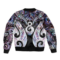 New Zealand Aotearoa Bomber Jacket Pikorua Single Twist Pink Paua Shell