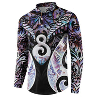New Zealand Aotearoa Button Sweatshirt Pikorua Single Twist Pink Paua Shell DT05 - Polynesian Pride
