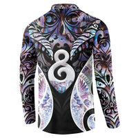 New Zealand Aotearoa Button Sweatshirt Pikorua Single Twist Pink Paua Shell DT05 - Polynesian Pride