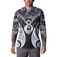 New Zealand Aotearoa Button Sweatshirt Pikorua Single Twist Pink Paua Shell DT05 - Polynesian Pride