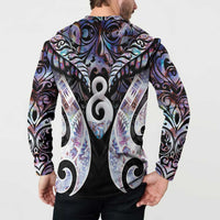 New Zealand Aotearoa Button Sweatshirt Pikorua Single Twist Pink Paua Shell DT05 - Polynesian Pride