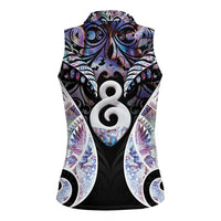 New Zealand Aotearoa Women Sleeveless Polo Shirt Pikorua Single Twist Pink Paua Shell