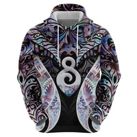 New Zealand Aotearoa Zip Hoodie Pikorua Single Twist Pink Paua Shell