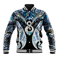 New Zealand Aotearoa Baseball Jacket Pikorua Single Twist Green Paua Shell DT05 Unisex Green - Polynesian Pride
