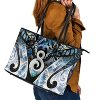 New Zealand Aotearoa Leather Tote Bag Pikorua Single Twist Green Paua Shell