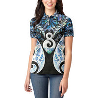 New Zealand Aotearoa Women Polo Shirt Pikorua Single Twist Green Paua Shell