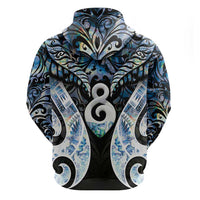 New Zealand Aotearoa Zip Hoodie Pikorua Single Twist Green Paua Shell