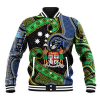 South Sea Islanders And Fiji Baseball Jacket Fijian Coat Of Arms And Southern Cross DT05 Unisex Black - Polynesian Pride