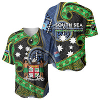 South Sea Islanders And Fiji Baseball Jersey Fijian Coat Of Arms And Southern Cross DT05 - Polynesian Pride