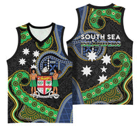 South Sea Islanders And Fiji Basketball Jersey Fijian Coat Of Arms And Southern Cross DT05 - Polynesian Pride