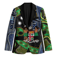 South Sea Islanders And Fiji Blazer Fijian Coat Of Arms And Southern Cross DT05 Unisex Black - Polynesian Pride