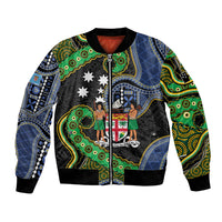 South Sea Islanders And Fiji Bomber Jacket Fijian Coat Of Arms And Southern Cross DT05 Unisex Black - Polynesian Pride