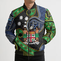 South Sea Islanders And Fiji Bomber Puffer Jacket Fijian Coat Of Arms And Southern Cross DT05 - Polynesian Pride