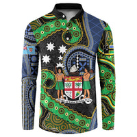 South Sea Islanders And Fiji Button Sweatshirt Fijian Coat Of Arms And Southern Cross DT05 Black - Polynesian Pride