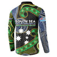 South Sea Islanders And Fiji Button Sweatshirt Fijian Coat Of Arms And Southern Cross DT05 - Polynesian Pride