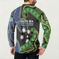South Sea Islanders And Fiji Button Sweatshirt Fijian Coat Of Arms And Southern Cross DT05 - Polynesian Pride
