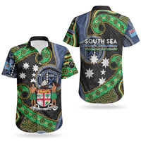 South Sea Islanders And Fiji Couples Matching Off Shoulder Maxi Dress and Hawaiian Shirt Fijian Coat Of Arms And Southern Cross DT05 - Polynesian Pride