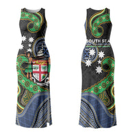South Sea Islanders And Fiji Couples Matching Tank Maxi Dress and Hawaiian Shirt Fijian Coat Of Arms And Southern Cross DT05 - Polynesian Pride