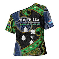 South Sea Islanders And Fiji Cross Shoulder Shirt Fijian Coat Of Arms And Southern Cross DT05 - Polynesian Pride