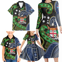 South Sea Islanders And Fiji Family Matching Long Sleeve Bodycon Dress and Hawaiian Shirt Fijian Coat Of Arms And Southern Cross DT05 - Polynesian Pride