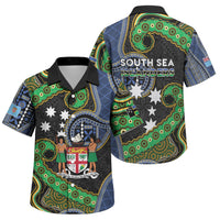 South Sea Islanders And Fiji Family Matching Puletasi and Hawaiian Shirt Fijian Coat Of Arms And Southern Cross DT05 Son's Shirt Black - Polynesian Pride
