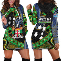 South Sea Islanders And Fiji Hoodie Dress Fijian Coat Of Arms And Southern Cross DT05 - Polynesian Pride