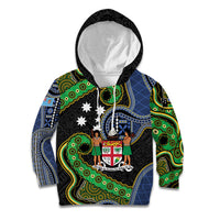 South Sea Islanders And Fiji Kid Hoodie Fijian Coat Of Arms And Southern Cross DT05 Hoodie Black - Polynesian Pride