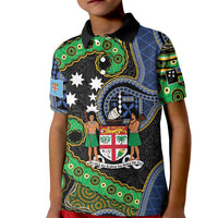 South Sea Islanders And Fiji Kid Polo Shirt Fijian Coat Of Arms And Southern Cross DT05 Kid Black - Polynesian Pride