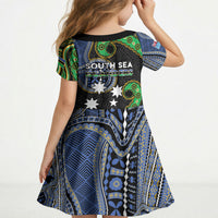 South Sea Islanders And Fiji Kid Short Sleeve Dress Fijian Coat Of Arms And Southern Cross DT05 - Polynesian Pride