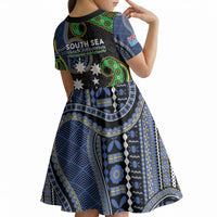 South Sea Islanders And Fiji Kid Short Sleeve Dress Fijian Coat Of Arms And Southern Cross DT05 - Polynesian Pride
