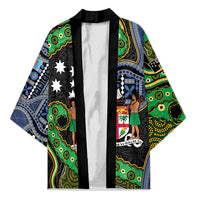 South Sea Islanders And Fiji Kimono Fijian Coat Of Arms And Southern Cross DT05 Unisex Black - Polynesian Pride