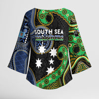 South Sea Islanders And Fiji Kimono Sleeve Blouse Fijian Coat Of Arms And Southern Cross DT05 - Polynesian Pride