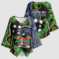South Sea Islanders And Fiji Kimono Sleeve Blouse Fijian Coat Of Arms And Southern Cross DT05 - Polynesian Pride